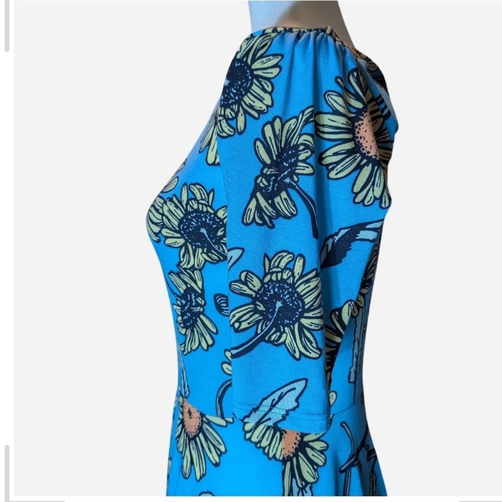 LuLaRoe Blue Floral Midi Dress - Picture 8 of 9